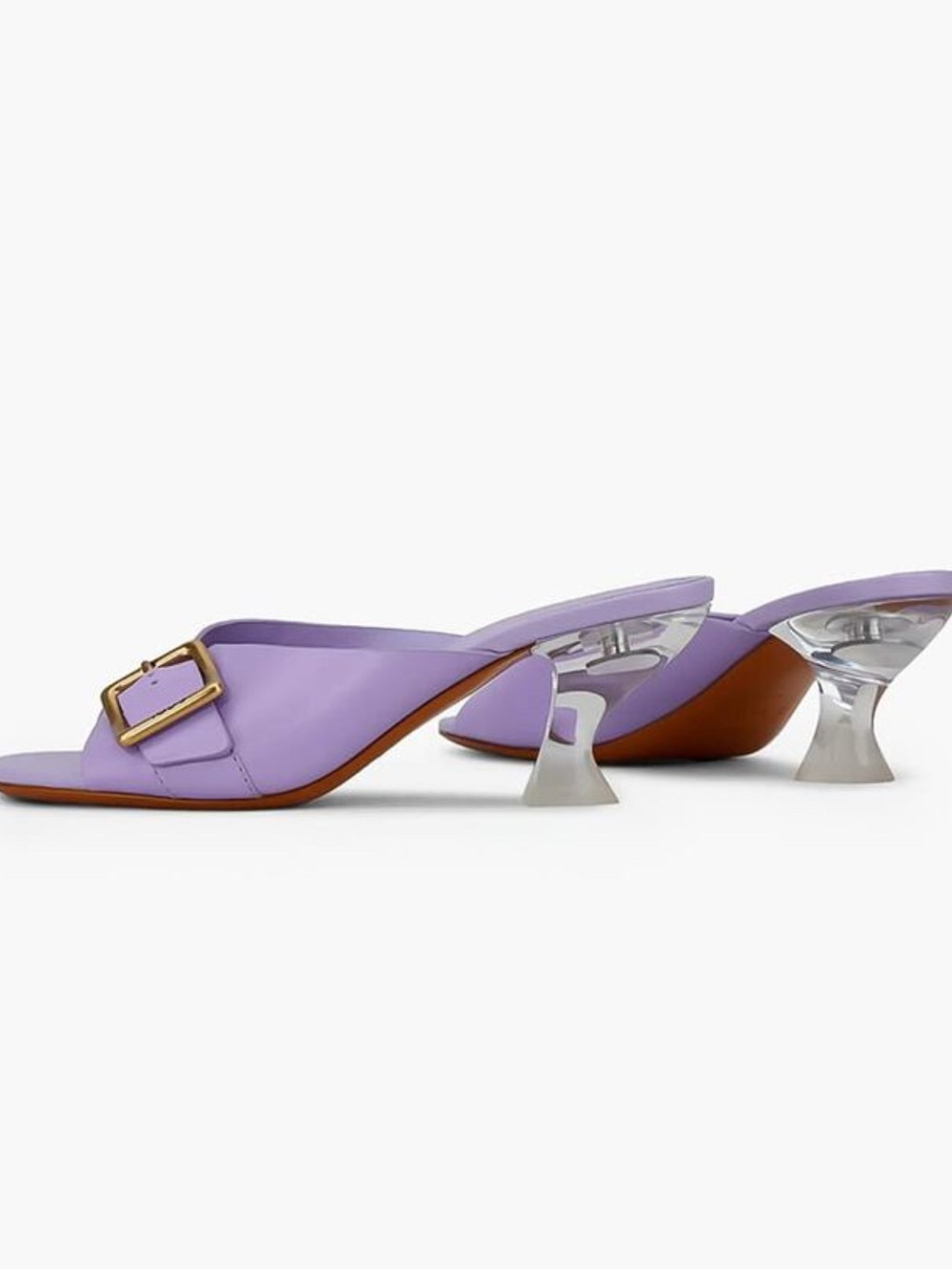 TOD’S Lavender Leather Mule Sandals with Sculptural Plexi Heel - Picture 4 of 15